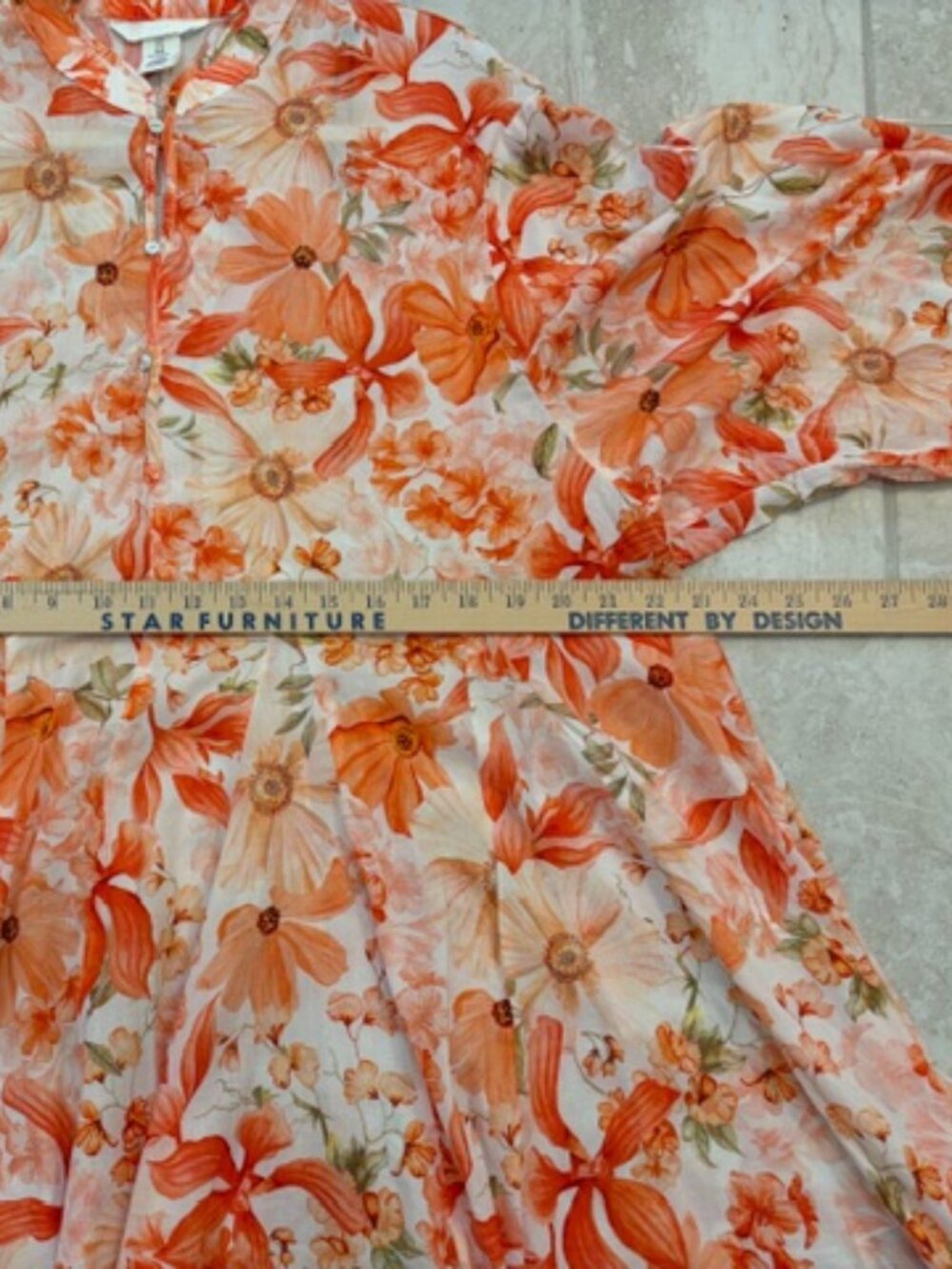 H&M Coral Babydoll Flora Mini Dress Cotton Large Boho Flowy Cottagecore Coastal - Picture 10 of 11